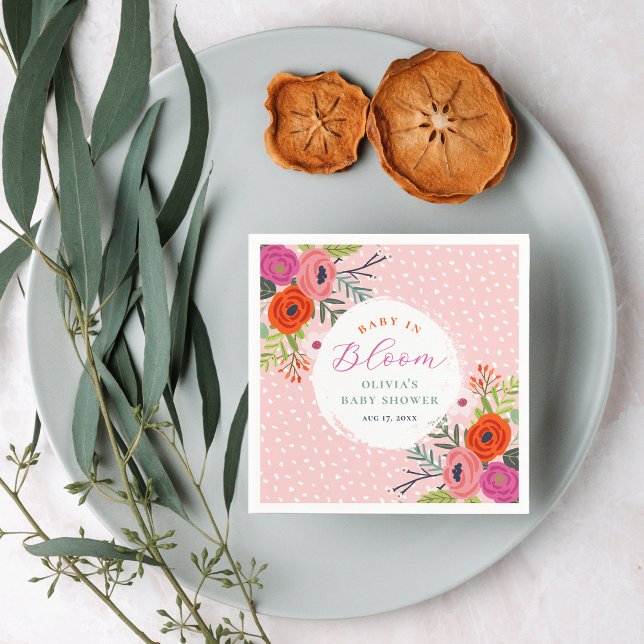 Baby in Bloom Bright Floral Baby Shower Napkin (Creator Uploaded)