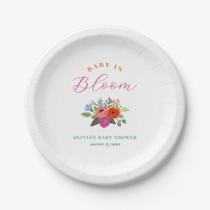 Baby in Bloom Bright Floral Baby Shower Paper Plate