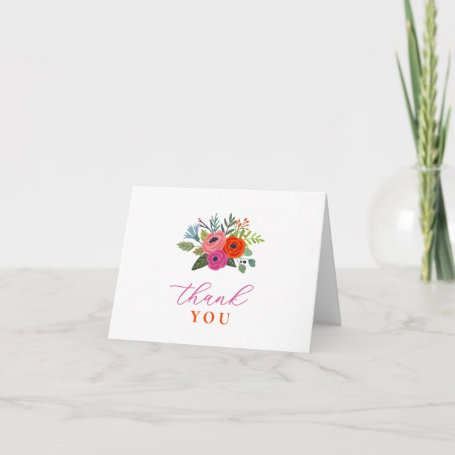 Baby in Bloom Bright Floral Baby Shower Thank You Card (Front)