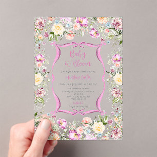 Baby in Bloom Bright Floral Garden Baby Shower Acrylic Invitations
