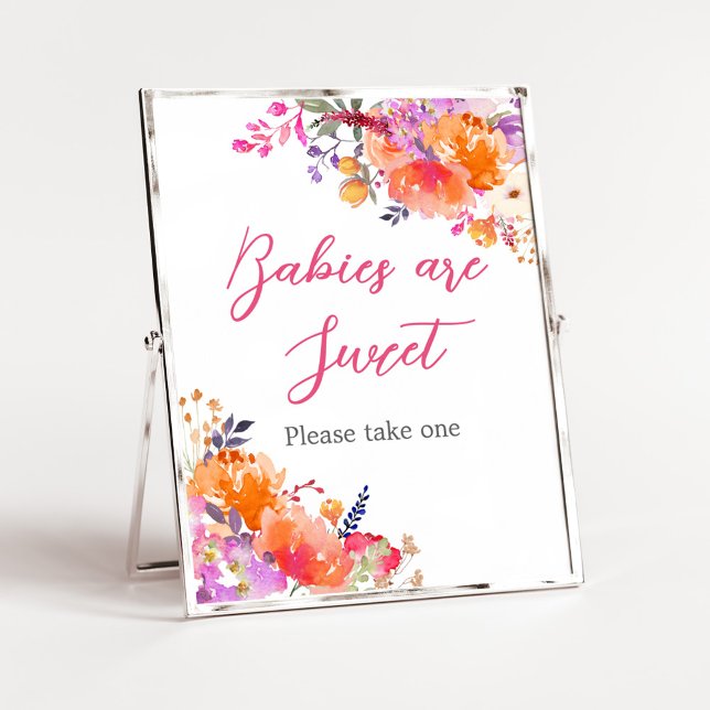 Baby in Bloom Bright Florals Babies are Sweet Poster (Baby in Bloom Baby Shower Babies are Sweet Sign)