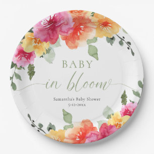 Baby in Bloom bright spring summer floral shower Paper Plate
