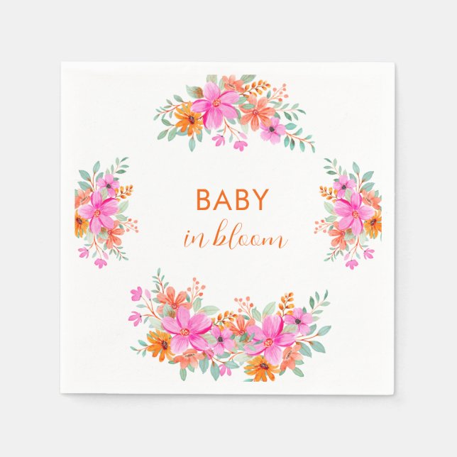 Baby in Bloom bright summer floral shower  Napkin (Front)