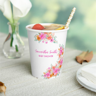 Baby in Bloom bright summer floral shower  Paper Cups