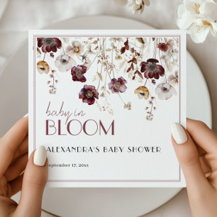 Baby in Bloom Burgundy Wildflower Baby Shower Napkin