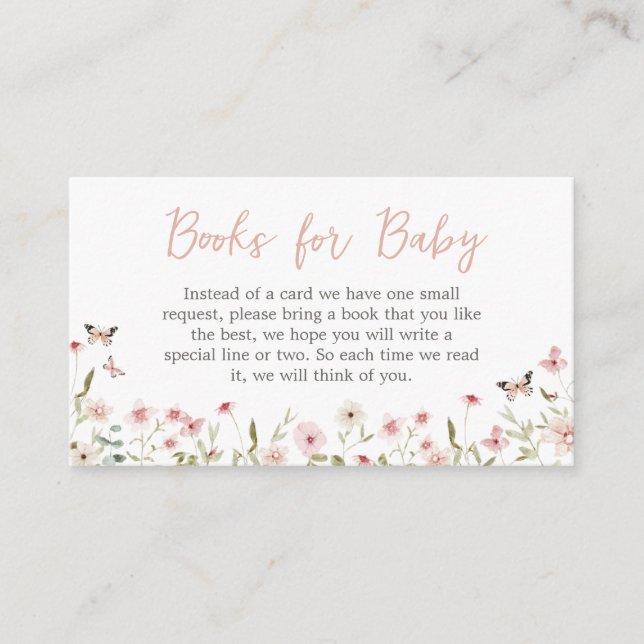 Baby in Bloom Butterfly Baby Shower Books for Baby Enclosure Card (Front)
