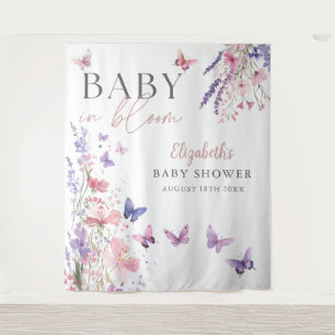 Baby In Bloom Butterfly Baby Shower Photo Backdrop Tapestry
