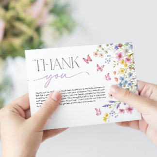 Baby in Bloom Butterfly Baby Shower Thank You Card