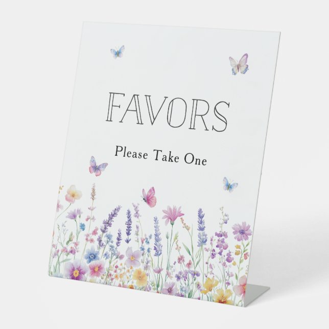 Baby In Bloom Butterfly Garden Baby Shower Favors Pedestal Sign (Front)