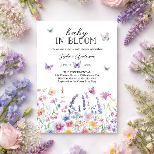 Baby In Bloom Butterfly Garden Baby Shower Invitation