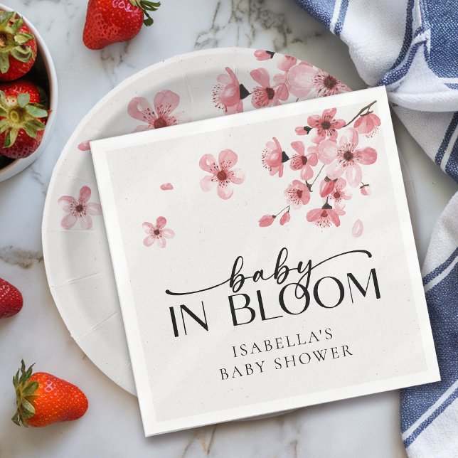 Baby in Bloom Cherry Blossom Baby Shower Napkin (Creator Uploaded)