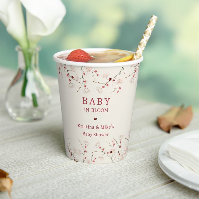 Baby in Bloom Cherry Blossom Baby Shower Paper Cups (Insitu)