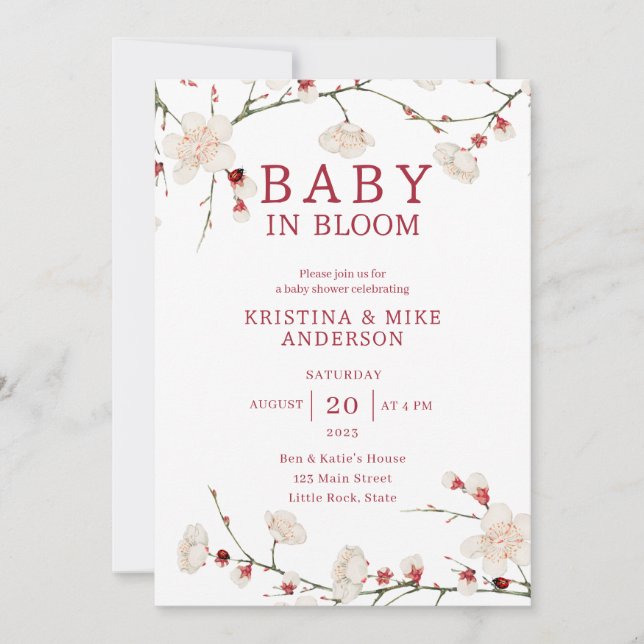 Baby in Bloom Cherry Blossom Shower Invitation (Front)