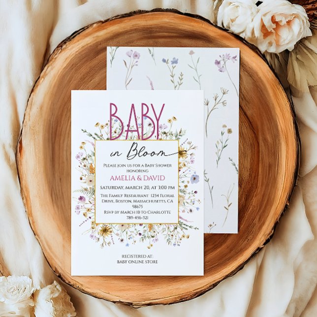 Baby in Bloom Chic Floral Baby Shower Invitation (Creator Uploaded)