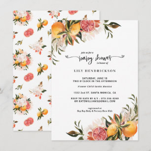 Baby in Bloom   Citrus Baby Shower Invitation