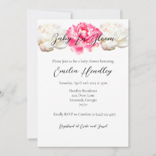 Baby In Bloom - Classic Peony Invitation