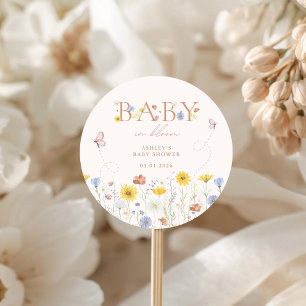 Baby In Bloom Colorful Wildflower Baby Shower Classic Round Sticker