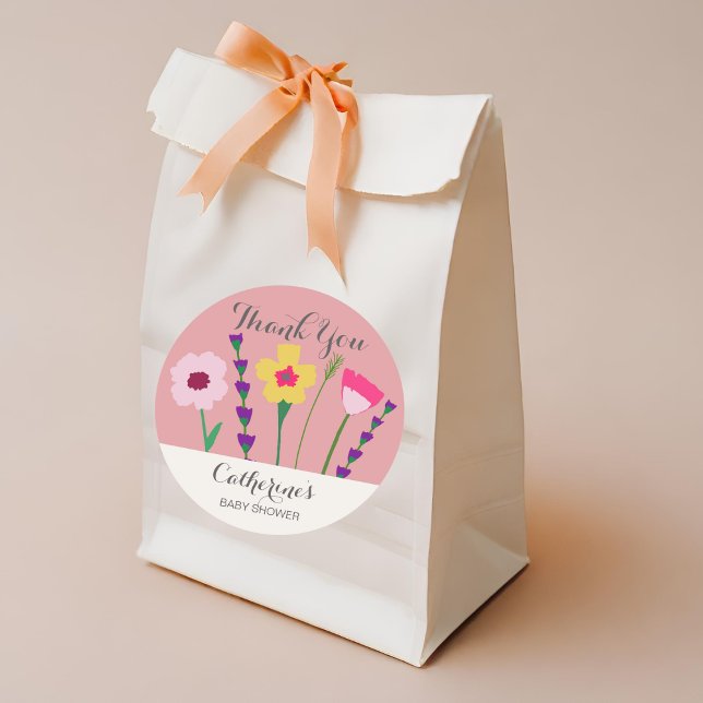 Baby In Bloom Colourful Floral Baby Shower Classic Round Sticker (Creator Uploaded)