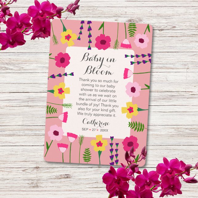 Baby In Bloom Colourful Floral Baby Shower  Thank You Card (Creator Uploaded)