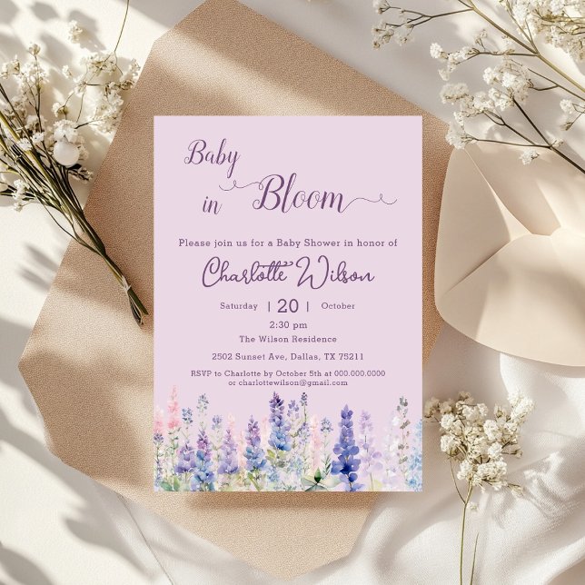 Baby In Bloom Colourful Lupine Flowers Baby Shower Invitation (Creator Uploaded)