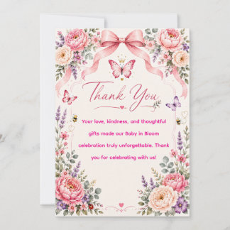 Baby in Bloom Crowned Butterfly Thank You Card