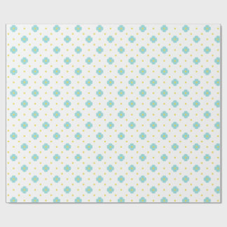 Baby in Bloom Cute Blue Floral Baby Shower Wrapping Paper