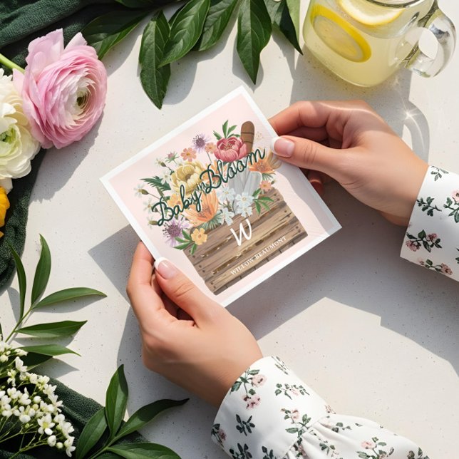Baby in Bloom Cute Floral Wooden Crate Baby Shower Napkin (Baby in Bloom Cute Floral Wooden Crate Baby Shower Napkins)