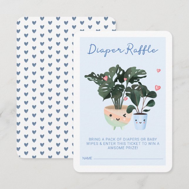 Baby In Bloom Cute Potted Plants Diaper Raffle Enclosure Card (Front/Back)