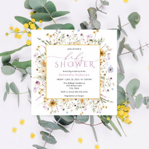 Baby in Bloom Cute Wildflower Girl Baby Shower Invitation