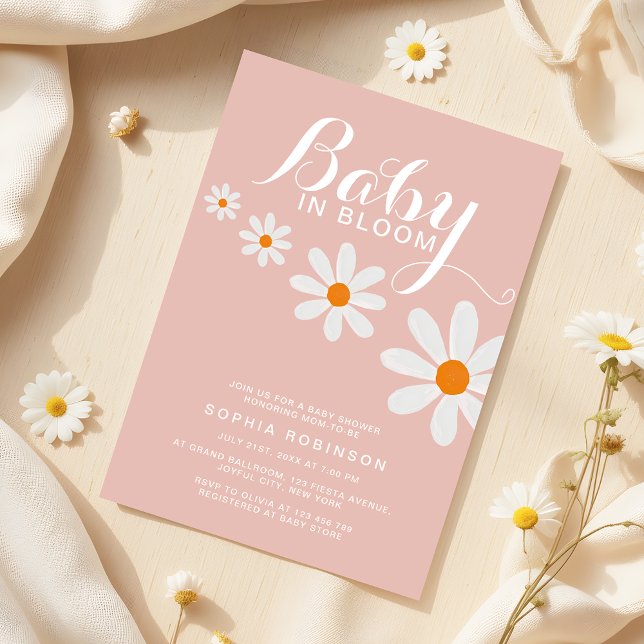 Baby in Bloom Daisy Girl Baby Shower Invitation (Creator Uploaded)