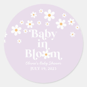 Baby in Bloom Daisy lavender Baby Shower Classic Round Sticker