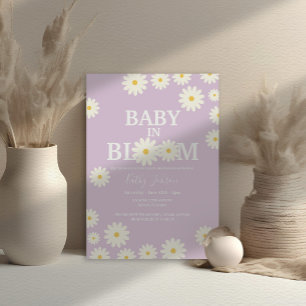 Baby in Bloom Daisy Lilac Purple Boho Baby Shower  Invitation