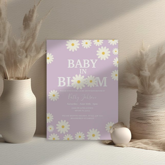 Baby in Bloom Daisy Lilac Purple Boho Baby Shower  Invitation (Creator Uploaded)
