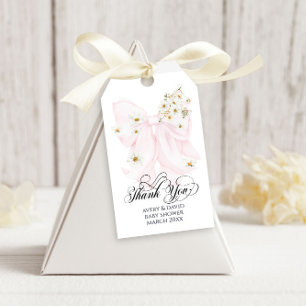 Baby in Bloom Daisy Pink Bow Girl Baby Shower Gift Tags