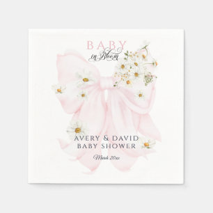 Baby in Bloom Daisy Pink Bow Girl Baby Shower Napkin