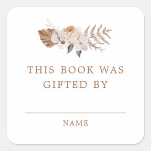 Baby In Bloom Dark Terracotta Boho Book Gift Square Sticker