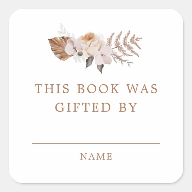 Baby In Bloom Dark Terracotta Boho Book Gift Square Sticker (Front)
