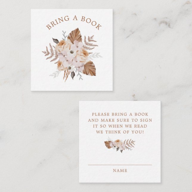 Baby In Bloom Dark Terracotta Boho Bring a Book Enclosure Card (Front/Back)