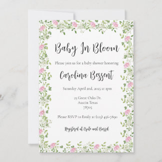 Baby In Bloom - Delicate Peonies Invitation