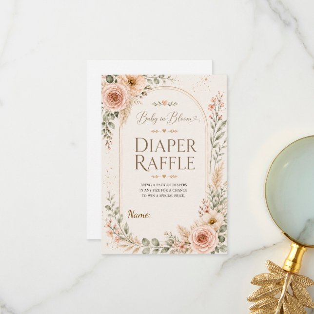 Baby in Bloom Diaper Raffle Insert Card (Front/Back In Situ)
