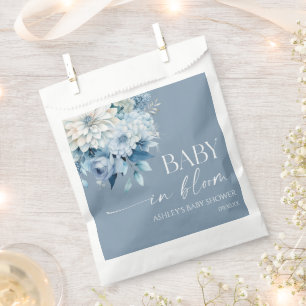 Baby In Bloom Dusty Blue Floral Baby Shower Favour Bags