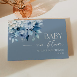 Baby In Bloom Dusty Blue Floral Baby Shower Guest Book