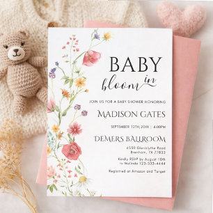 Baby in Bloom: Editable baby shower Invitation