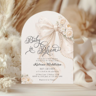 Baby in Bloom Elegant Bow Baby Shower Invitation