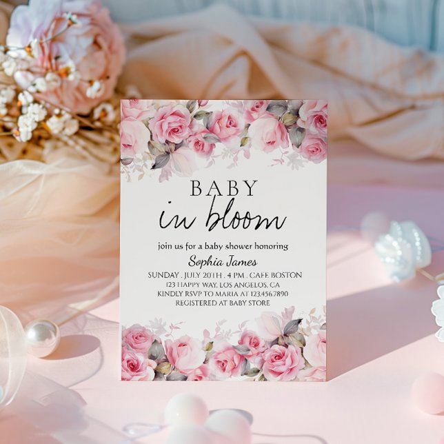 Baby in Bloom - Elegant Floral Baby shower  Invitation (Creator Uploaded)