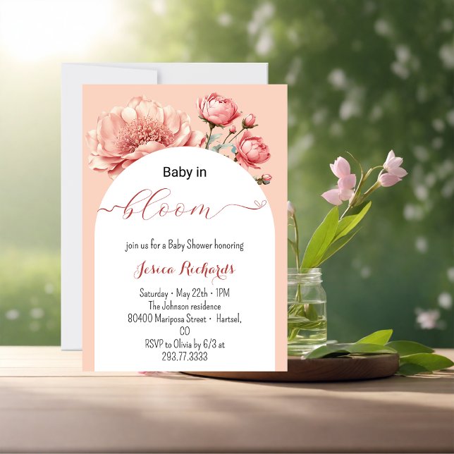 Baby in Bloom Elegant Flower Girly Baby shower  Invitation (Creator Uploaded)