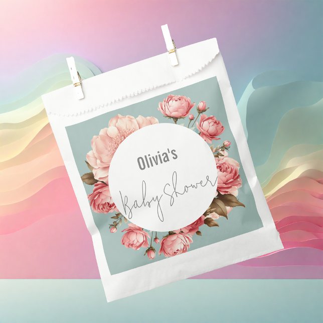 Baby in Bloom Elegant Flower Pink Baby Shower Favour Bags (Creator Uploaded)
