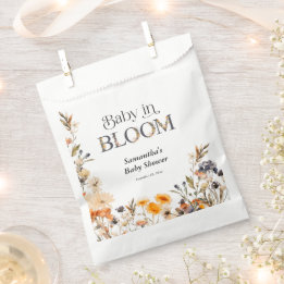 Baby in Bloom Elegant Watercolor Fall Wildflowers Favour Bags