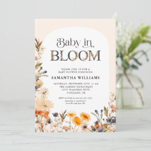 Baby in Bloom Elegant Watercolor Fall Wildflowers Invitation