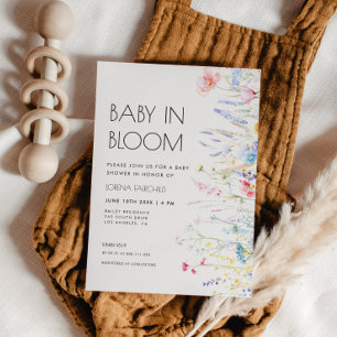 Baby in Bloom Elegant Wildflowers Baby Shower Invitation